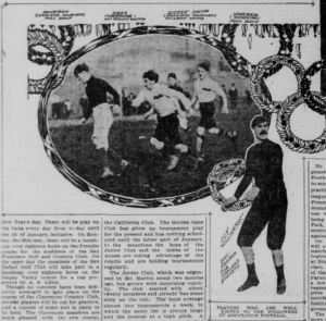 Slection from a newspaper showing photos of a soccer match